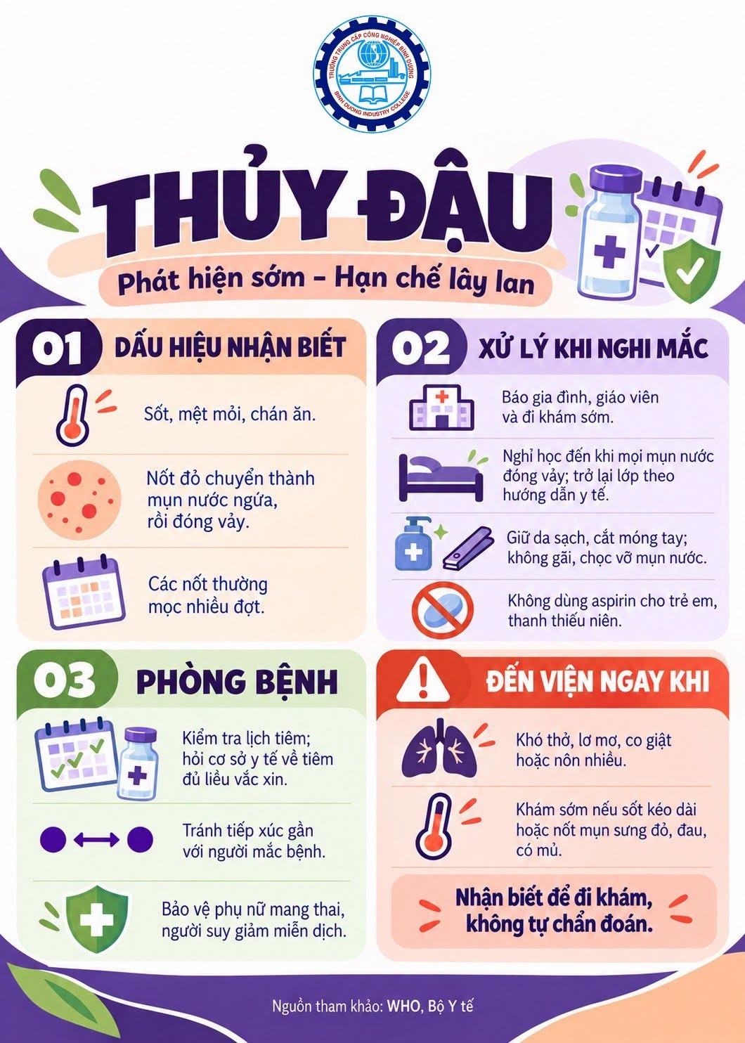 PHÒNG BỆNH THỦY ĐẬU – PHÁT HIỆN SỚM, HẠN CHẾ LÂY LAN
